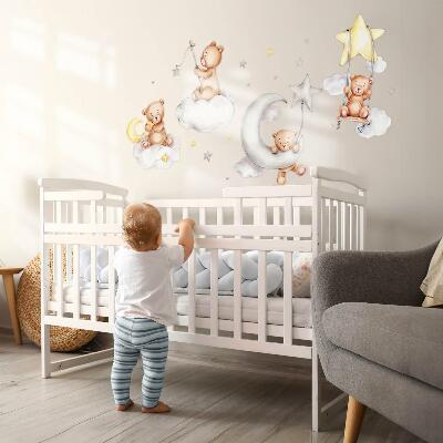 Wall sticker 60x106 Teddy bears in pastel watercolor sky
