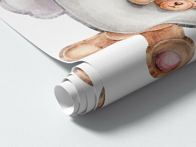 Wall sticker 60x106 Teddy bears in pastel watercolor sky