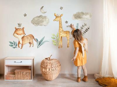 Wall sticker 60x99 Plants and safari in pastel shades
