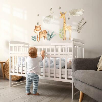 Wall sticker 60x99 Plants and safari in pastel shades