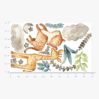 Wall sticker 60x99 Plants and safari in pastel shades