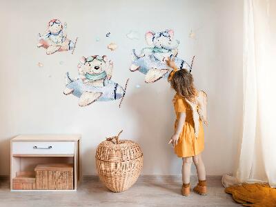 Wall sticker 60x92 Elephant teddy bear and boy in pastel planes