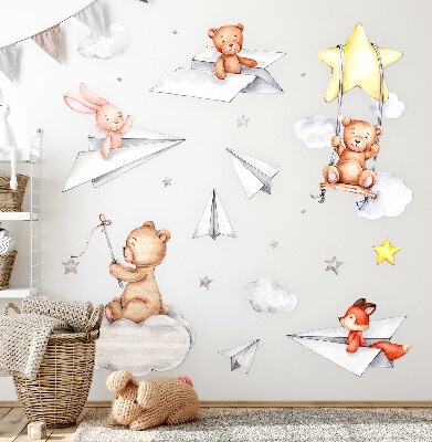 Wall sticker 60x85 Watercolor cute animals in pastels