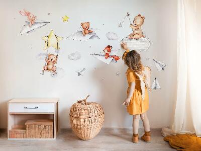 Wall sticker 60x85 Watercolor cute animals in pastels