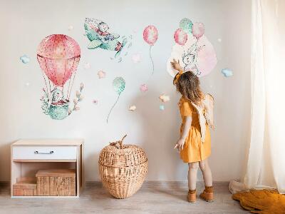 Wall sticker 60x71 Bunnies in a pastel sky in boho style