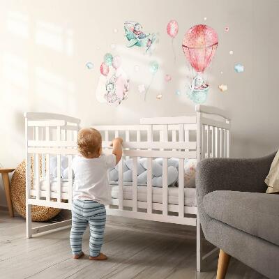 Wall sticker 60x71 Bunnies in a pastel sky in boho style
