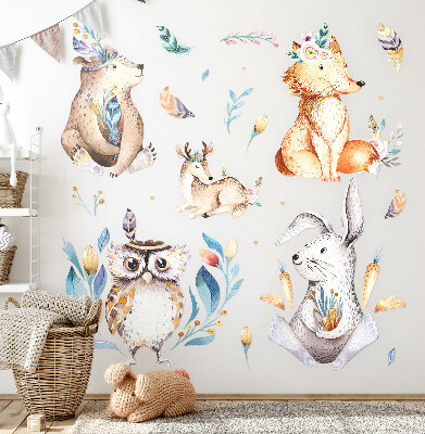 Wall sticker 60x72 Forest animals in pastels in boho style