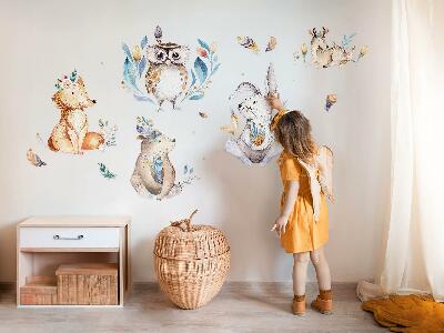 Wall sticker 60x72 Forest animals in pastels in boho style