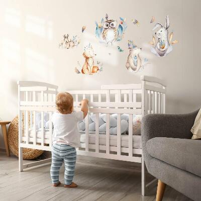 Wall sticker 60x72 Forest animals in pastels in boho style