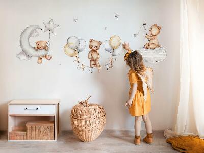 Wall sticker 60x88 Pastel teddy bears and balloons in a watercolor style