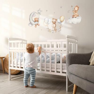 Wall sticker 60x88 Pastel teddy bears and balloons in a watercolor style