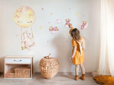 Wall sticker 60x85 Teddy bears in the sky in pastel watercolor