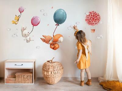 Wall sticker 60x76 Cute animals with balloons in the pastel sky