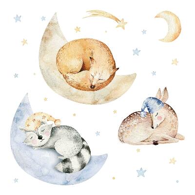 Wall sticker 60x86 Pastel forest animals in watercolor space