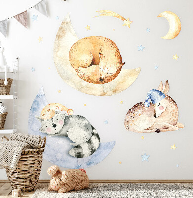 Wall sticker 60x86 Pastel forest animals in watercolor space