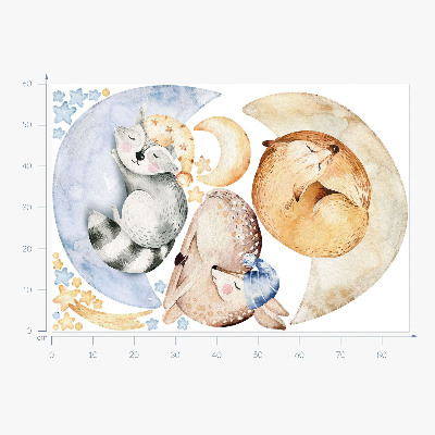 Wall sticker 60x86 Pastel forest animals in watercolor space
