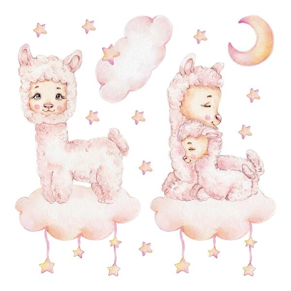 Wall sticker 60x108 Pastel sheep on clouds and stars