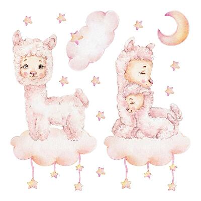 Wall sticker 60x108 Pastel sheep on clouds and stars