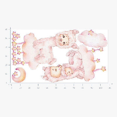 Wall sticker 60x108 Pastel sheep on clouds and stars