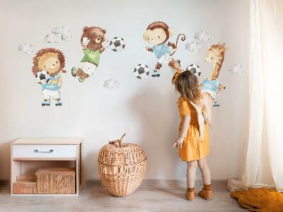 Wall sticker 60x87 Sports animals with ball in watercolor style