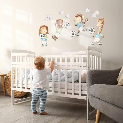 Wall sticker 60x87 Sports animals with ball in watercolor style