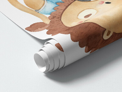 Wall sticker 60x87 Sports animals with ball in watercolor style