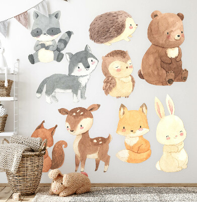 Wall sticker 60x104 Pastel forest creatures in a watercolor style