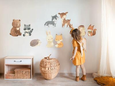 Wall sticker 60x104 Pastel forest creatures in a watercolor style