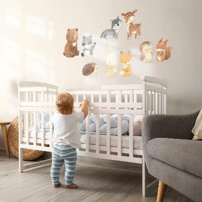 Wall sticker 60x104 Pastel forest creatures in a watercolor style