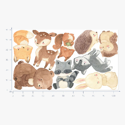 Wall sticker 60x104 Pastel forest creatures in a watercolor style
