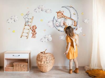 Wall sticker 60x82 Pastel animals in the clouds and stars