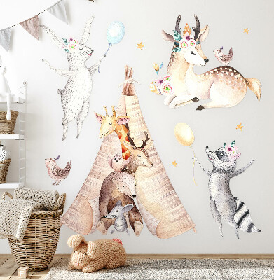Wall sticker 60x97 Pastel forest animals in a watercolor style
