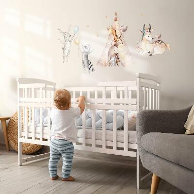 Wall sticker 60x97 Pastel forest animals in a watercolor style