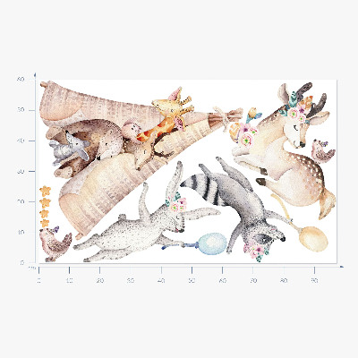 Wall sticker 60x97 Pastel forest animals in a watercolor style