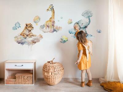 Wall sticker 60x96 Safari with painted wild animals in the clouds