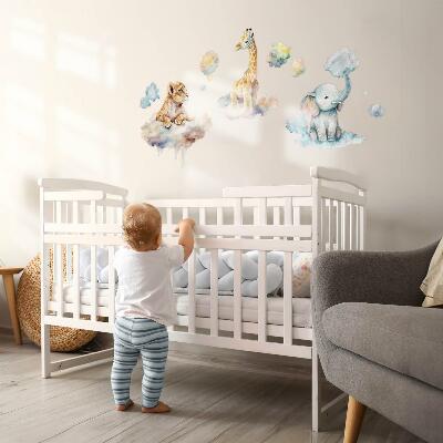 Wall sticker 60x96 Safari with painted wild animals in the clouds
