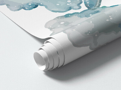 Wall sticker 60x96 Safari with painted wild animals in the clouds