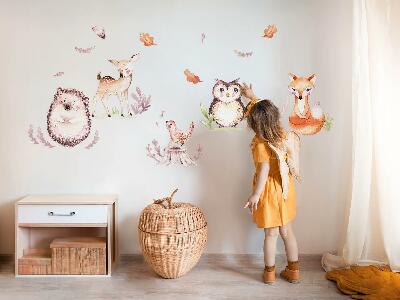 Wall sticker 60x71 Forest creatures in pastel watercolor