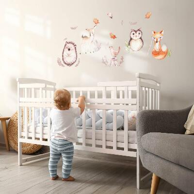 Wall sticker 60x71 Forest creatures in pastel watercolor