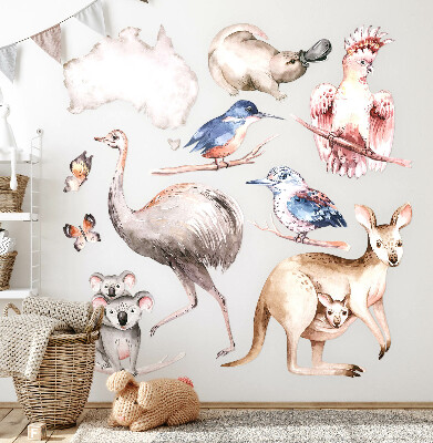Wall sticker 60x76 Australian fauna in delicate pastels
