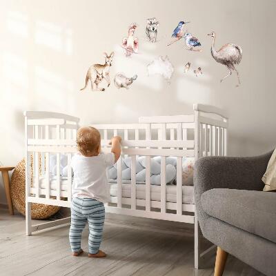 Wall sticker 60x76 Australian fauna in delicate pastels