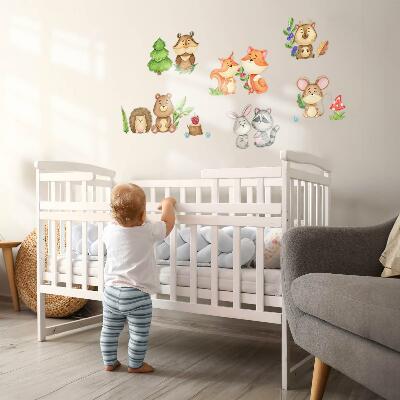 Wall sticker 60x64 Forest animals and plants in a watercolor style