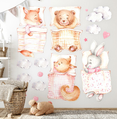 Wall sticker 60x81 Adorable animals in pastel watercolor style