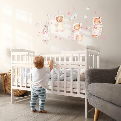 Wall sticker 60x81 Adorable animals in pastel watercolor style