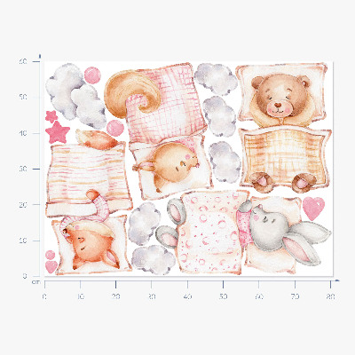 Wall sticker 60x81 Adorable animals in pastel watercolor style