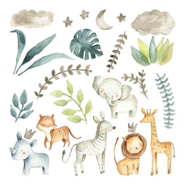 Wall sticker 60x95 Adorable animals in pastel boho style