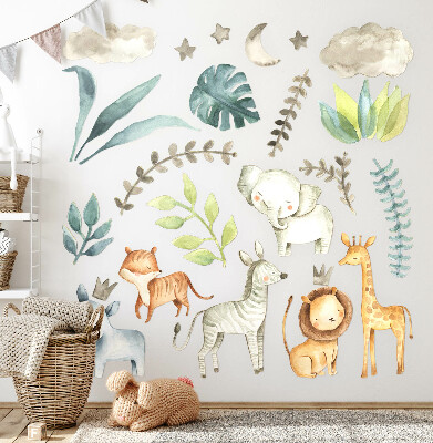 Wall sticker 60x95 Adorable animals in pastel boho style