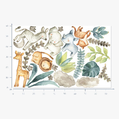 Wall sticker 60x95 Adorable animals in pastel boho style