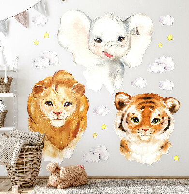 Wall sticker 60x95 Animals in the clouds in watercolor style