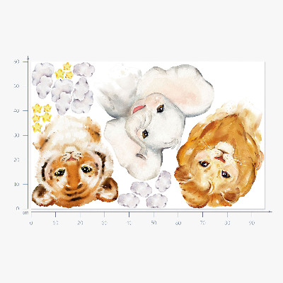 Wall sticker 60x95 Animals in the clouds in watercolor style